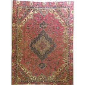 One Of The Kind Hand-Knotted Persian Wool Rug _ Luxurious Vintage Design, 10'4" x 7'7", Artisan