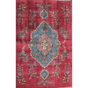 One Of The Kind Hand-Knotted Persian Wool Rug _ Luxurious Vintage Design, 10'4" x 7'3", Artisan
