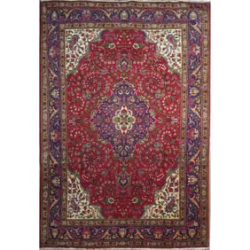 One Of The Kind Hand-Knotted Persian Wool Rug _ Luxurious Vintage Design, 10'2" x 6'8", Artisan