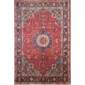 One Of The Kind Hand-Knotted Persian Wool Rug _ Luxurious Vintage Design, 10'10" x 6'6", Artisan