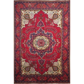 One Of The Kind Hand-Knotted Persian Wool Rug _ Luxurious Vintage Design, 10'0" x 6'6", Artisan