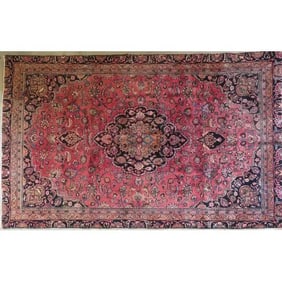 One Of The Kind Hand-Knotted Persian Wool Rug _ Luxurious Vintage Design, 10'8" x 6'6", Artisan