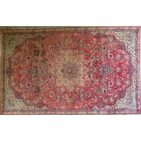 One Of The Kind Hand-Knotted Persian Wool Rug _ Luxurious Vintage Design, 9'8" x 9'6", Artisan