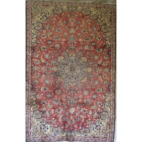 One Of The Kind Hand-Knotted Persian Wool Rug _ Luxurious Vintage Design, 7'9" x 5'1", Artisan
