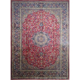 One Of The Kind Hand-Knotted Persian Wool Rug _ Luxurious Vintage Design, 13'5" x 9'9", Artisan