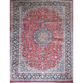 One Of The Kind Hand-Knotted Persian Wool Rug _ Luxurious Vintage Design, 12'6" x 9'7", Artisan
