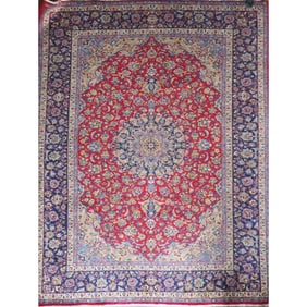 One Of The Kind Hand-Knotted Persian Wool Rug _ Luxurious Vintage Design, 12'10" x 10'0", Artisan