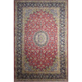 One Of The Kind Hand-Knotted Persian Wool Rug _ Luxurious Vintage Design, 11'5" x 7'6", Artisan