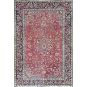 One Of The Kind Hand-Knotted Persian Wool Rug _ Luxurious Vintage Design, 10'3" x 7'1", Artisan