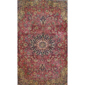One Of The Kind Hand-Knotted Persian Wool Rug _ Luxurious Vintage Design, 10'1" x 7'3", Artisan