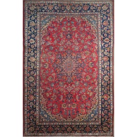 One Of The Kind Hand-Knotted Persian Wool Rug _ Luxurious Vintage Design, 10'3" x 6'9", Artisan