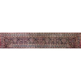 One Of The Kind Hand-Knotted Persian Wool Rug _ Luxurious Vintage Design, 9'5" x 1'7", Artisan