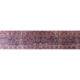 One Of The Kind Hand-Knotted Persian Wool Rug _ Luxurious Vintage Design, 8'7" x 1'5", Artisan