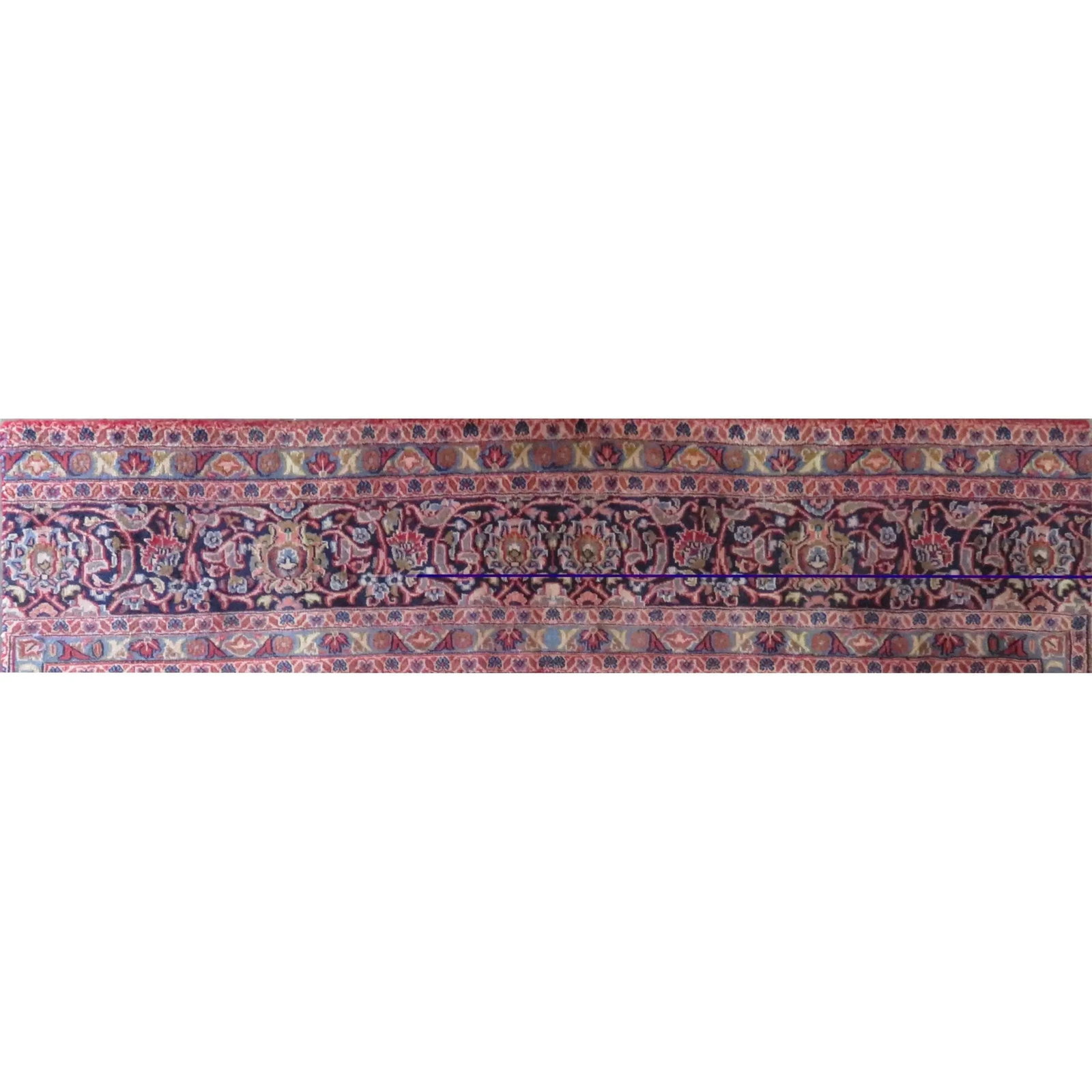 One Of The Kind Hand-Knotted Persian Wool Rug _ Luxurious Vintage Design, 8'7" x 1'5", Artisan: Hand-Knotted Persian Wool Rug _ Luxurious Vintage Design, 8'7" x 1'5", Artisan Crafted, Authentic hand-knotted traditional antique vintage Persian rugs, in excellent vintage condition with over 60 yea