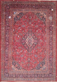 One Of The Kind Hand-Knotted Persian Wool Rug _ Luxurious Vintage Design, 9'4" x 6'6", Artisan