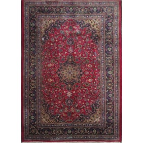 One Of The Kind Hand-Knotted Persian Wool Rug _ Luxurious Vintage Design, 9'4" x 6'6", Artisan