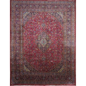 One Of The Kind Hand-Knotted Persian Wool Rug _ Luxurious Vintage Design, 9'3" x 7'7", Artisan