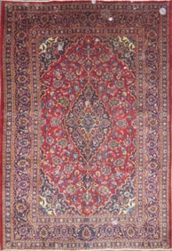 One Of The Kind Hand-Knotted Persian Wool Rug _ Luxurious Vintage Design, 9'3" x 6'4", Artisan
