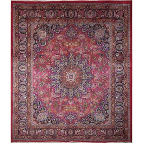 One Of The Kind Hand-Knotted Persian Wool Rug _ Luxurious Vintage Design, 9'1" x 7'8", Artisan
