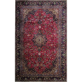 One Of The Kind Hand-Knotted Persian Wool Rug _ Luxurious Vintage Design, 8'7" x 5'6", Artisan