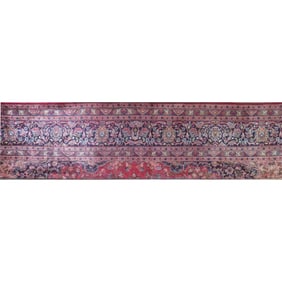 One Of The Kind Hand-Knotted Persian Wool Rug _ Luxurious Vintage Design, 8'5" x 2'2", Artisan