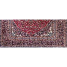 One Of The Kind Hand-Knotted Persian Wool Rug _ Luxurious Vintage Design, 8'10" x 3'8", Artisan