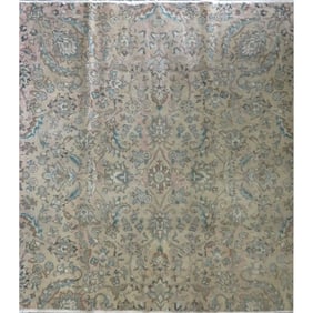 One Of The Kind Hand-Knotted Persian Wool Rug _ Luxurious Vintage Design, 7'2" x 6'7", Artisan
