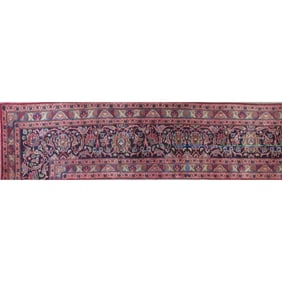 One Of The Kind Hand-Knotted Persian Wool Rug _ Luxurious Vintage Design, 6'9" x 1'8", Artisan