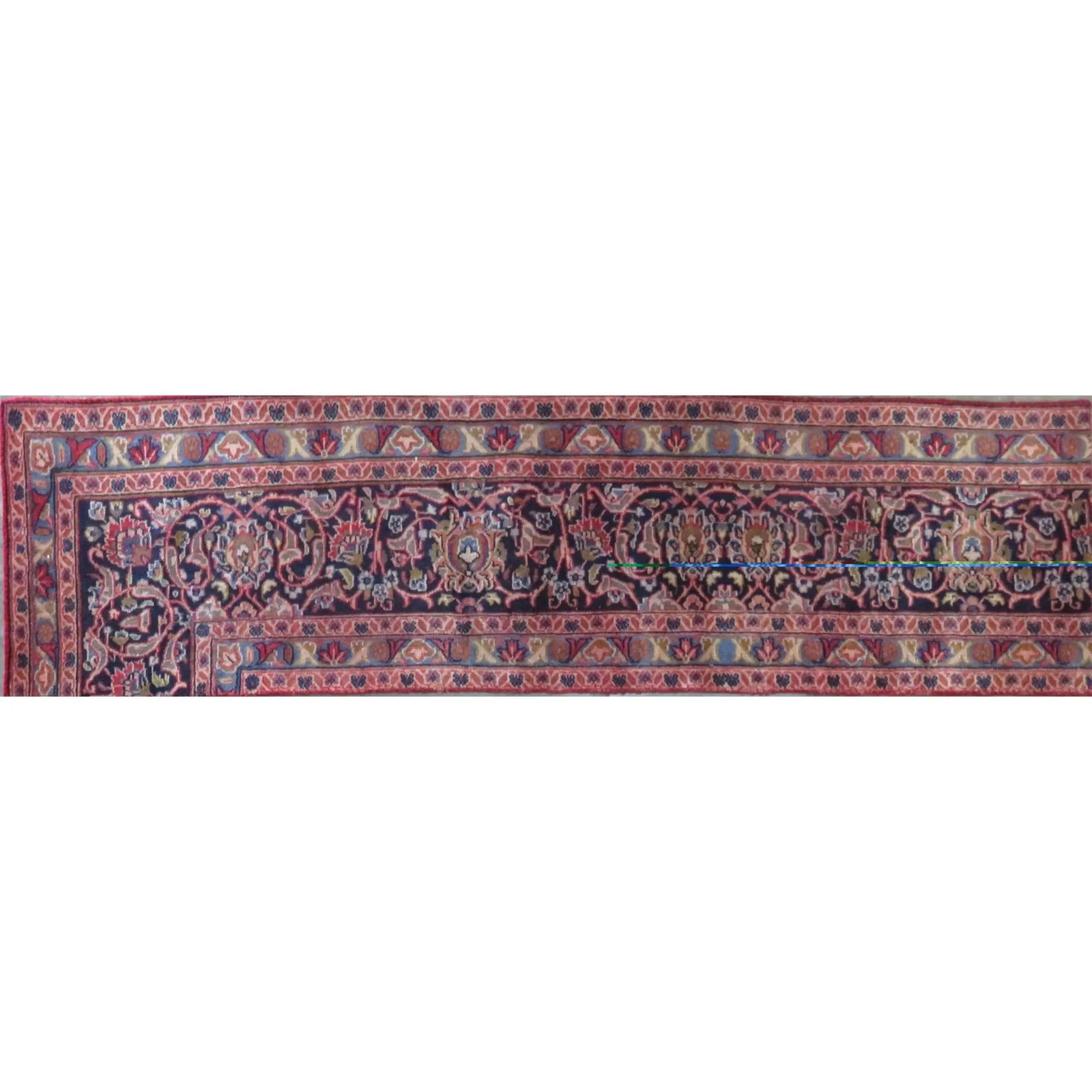 One Of The Kind Hand-Knotted Persian Wool Rug _ Luxurious Vintage Design, 6'9" x 1'8", Artisan: Hand-Knotted Persian Wool Rug _ Luxurious Vintage Design, 6'9" x 1'8", Artisan Crafted, Authentic hand-knotted traditional antique vintage Persian rugs, in excellent vintage condition with over 60 yea