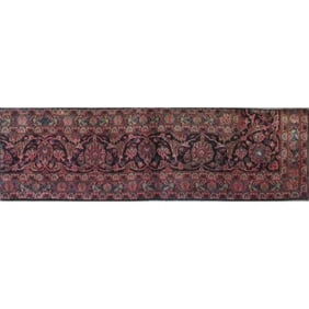 One Of The Kind Hand-Knotted Persian Wool Rug _ Luxurious Vintage Design, 5'4" x 1'6", Artisan