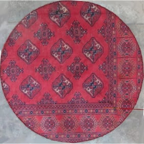 One Of The Kind Hand-Knotted Persian Wool Rug _ Luxurious Vintage Design, 3'6" x 3'6", Artisan