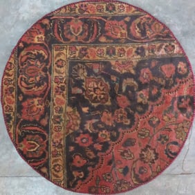 One Of The Kind Hand-Knotted Persian Wool Rug _ Luxurious Vintage Design, 3'6" x 3'6", Artisan