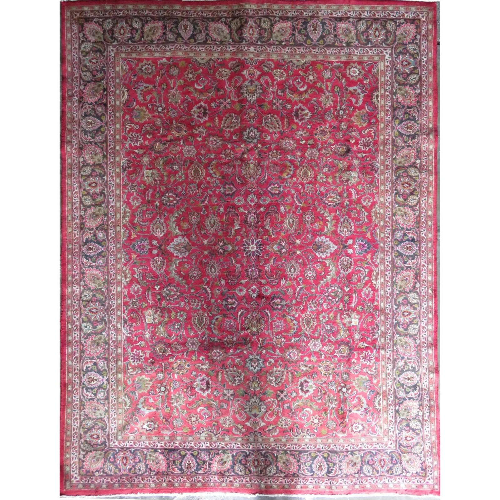 One Of The Kind Hand-Knotted Persian Wool Rug _ Luxurious Vintage Design, 13'1" x 9'7", Artisan: Hand-Knotted Persian Wool Rug _ Luxurious Vintage Design, 13'1" x 9'7", Artisan Crafted, Authentic hand-knotted traditional antique vintage Persian rugs, in excellent vintage condition with over 60 ye