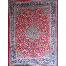 One Of The Kind Hand-Knotted Persian Wool Rug _ Luxurious Vintage Design, 13'5" x 9'9", Artisan