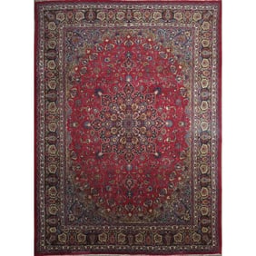 One Of The Kind Hand-Knotted Persian Wool Rug _ Luxurious Vintage Design, 13'1" x 9'6", Artisan