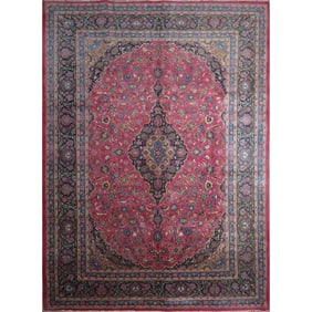 One Of The Kind Hand-Knotted Persian Wool Rug _ Luxurious Vintage Design, 13'0" x 9'4", Artisan