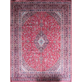 One Of The Kind Hand-Knotted Persian Wool Rug _ Luxurious Vintage Design, 12'9" x 9'6", Artisan