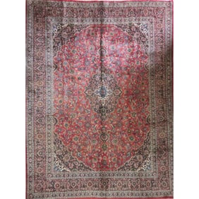 One Of The Kind Hand-Knotted Persian Wool Rug _ Luxurious Vintage Design, 12'9" x 9'6", Artisan