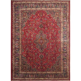 One Of The Kind Hand-Knotted Persian Wool Rug _ Luxurious Vintage Design, 12'8" x 9'4", Artisan