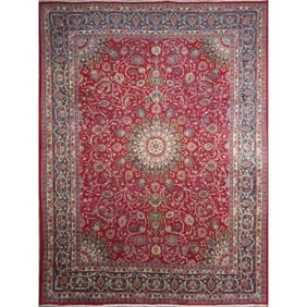 One Of The Kind Hand-Knotted Persian Wool Rug _ Luxurious Vintage Design, 12'7" x 9'5", Artisan