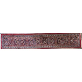 One Of The Kind Hand-Knotted Persian Wool Rug _ Luxurious Vintage Design, 12'8" x 2'5", Artisan