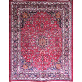 One Of The Kind Hand-Knotted Persian Wool Rug _ Luxurious Vintage Design, 12'5" x 9'9", Artisan