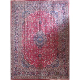 One Of The Kind Hand-Knotted Persian Wool Rug _ Luxurious Vintage Design, 12'6" x 9'2", Artisan