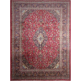 One Of The Kind Hand-Knotted Persian Wool Rug _ Luxurious Vintage Design, 12'5" x 9'3", Artisan