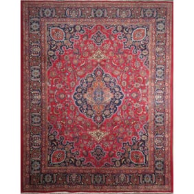 One Of The Kind Hand-Knotted Persian Wool Rug _ Luxurious Vintage Design, 12'4" x 9'8", Artisan