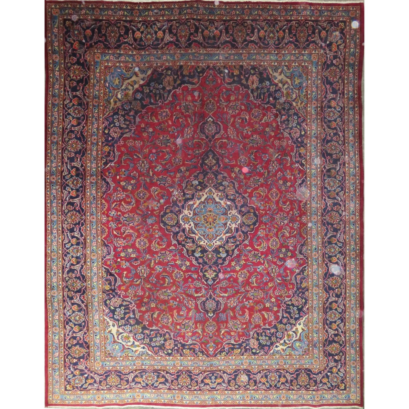 One Of The Kind Hand-Knotted Persian Wool Rug _ Luxurious Vintage Design, 12'4" x 9'3", Artisan: Hand-Knotted Persian Wool Rug _ Luxurious Vintage Design, 12'4" x 9'3", Artisan Crafted, Authentic hand-knotted traditional antique vintage Persian rugs, in excellent vintage condition with over 60 ye