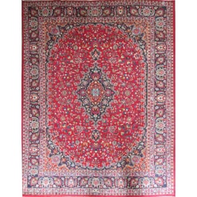 One Of The Kind Hand-Knotted Persian Wool Rug _ Luxurious Vintage Design, 12'4" x 9'6", Artisan