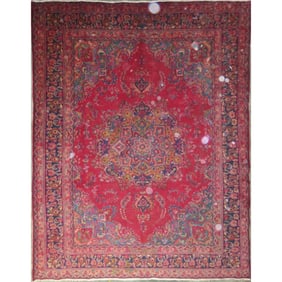 One Of The Kind Hand-Knotted Persian Wool Rug _ Luxurious Vintage Design, 12'4" x 9'4", Artisan