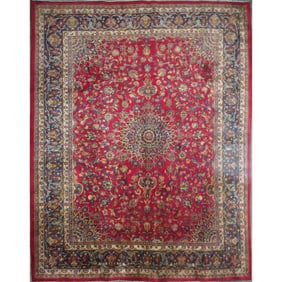 One Of The Kind Hand-Knotted Persian Wool Rug _ Luxurious Vintage Design, 12'2" x 9'7", Artisan