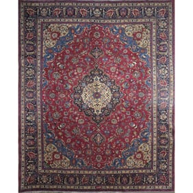 One Of The Kind Hand-Knotted Persian Wool Rug _ Luxurious Vintage Design, 12'1" x 9'8", Artisan